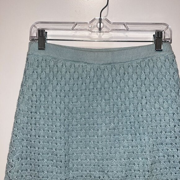 Athleta Womens Knit Lace Skirt S Green Textured Design Elastic Waistband Versati - Picture 3 of 9